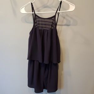 High Neck Navy Romper